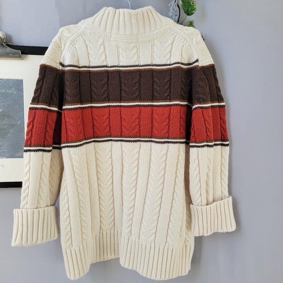 Janie and Jack Cable Knit Color Block Button up Fall Cardigan Sweater 4 - Picture 2 of 10